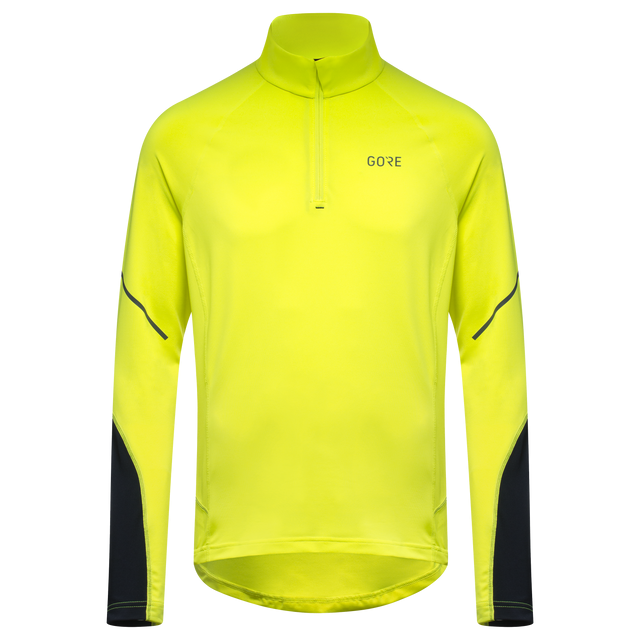 M Mid Long Sleeve Zip Shirt Neon Yellow/Black 1