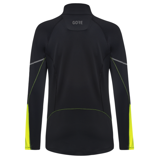 M Women Mid Long Sleeve Zip Shirt Black/Neon Yellow 2