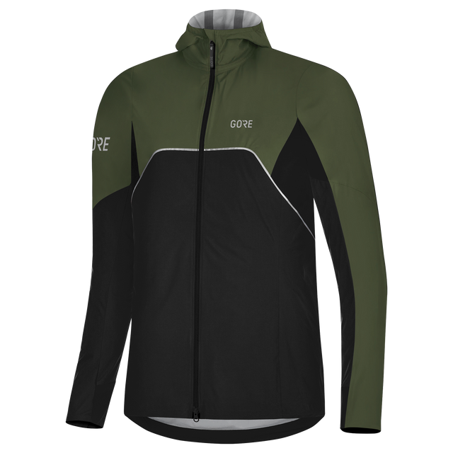 R7 Women Partial GORE-TEX INFINIUM™ Hooded Jacket Black/Utility Green 1